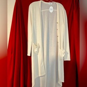New with tag Naggoo cardigan, duster cream colored size small